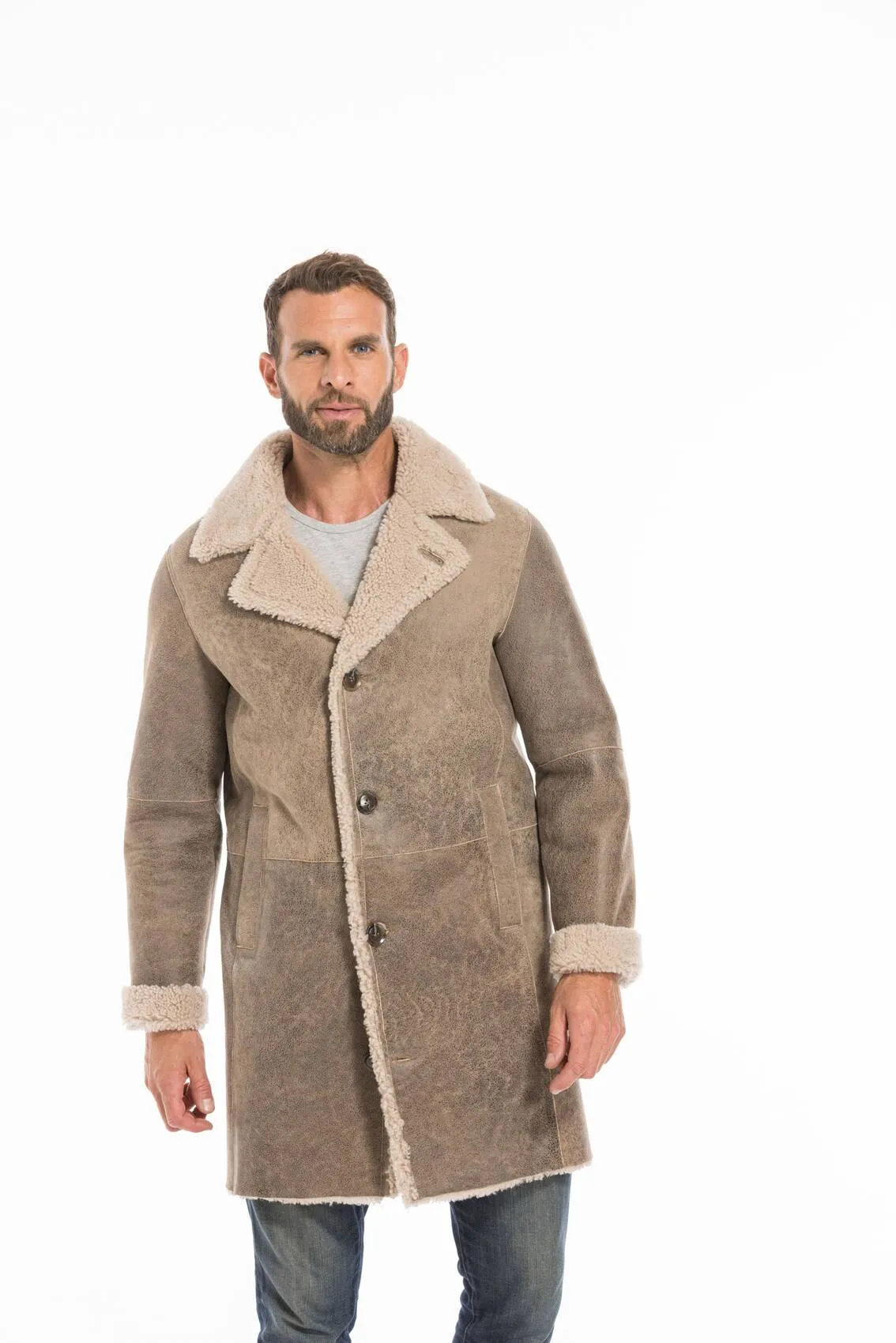 Men's sand sheepskin jacket