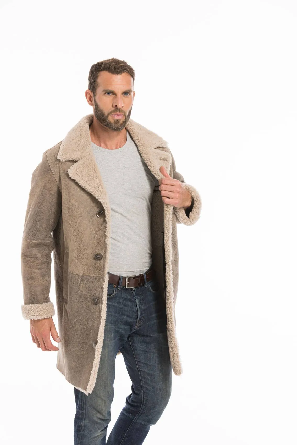 Men's sand sheepskin jacket