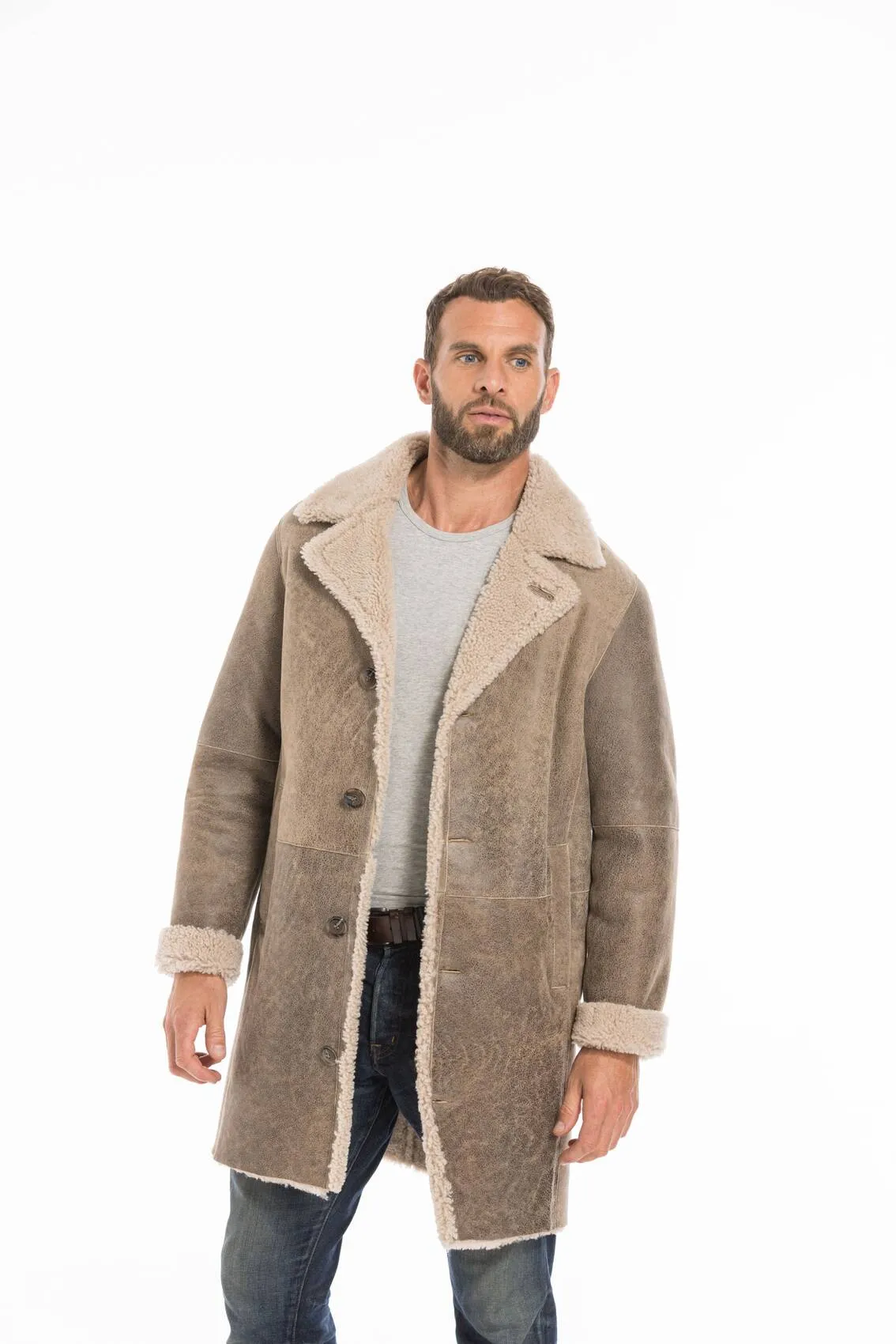 Men's sand sheepskin jacket