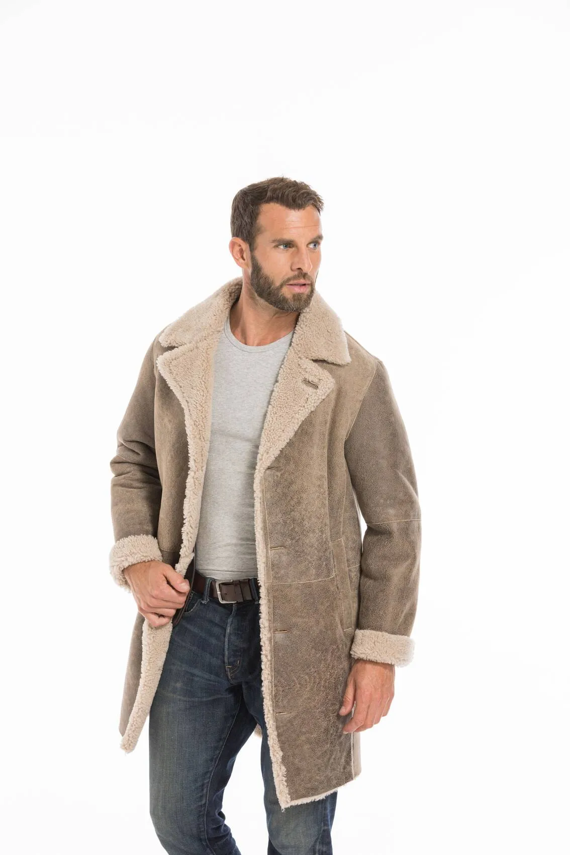 Men's sand sheepskin jacket