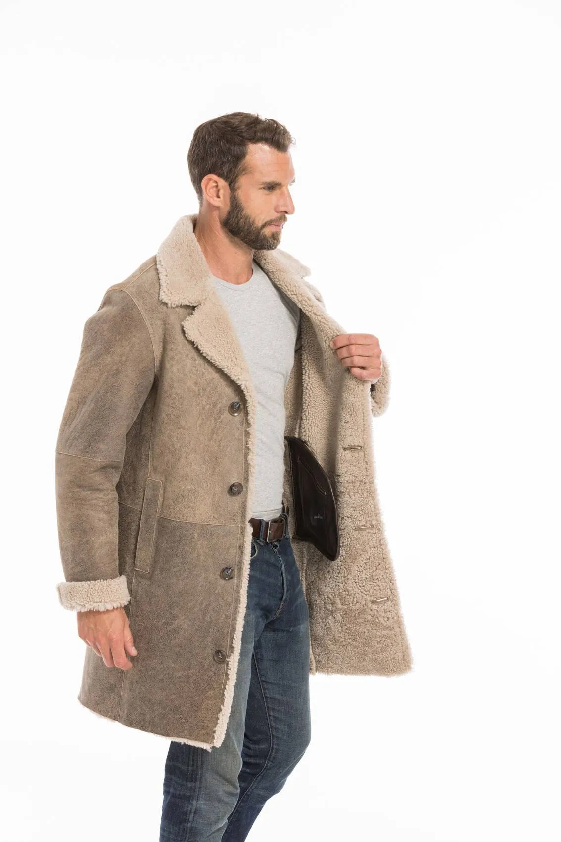 Men's sand sheepskin jacket