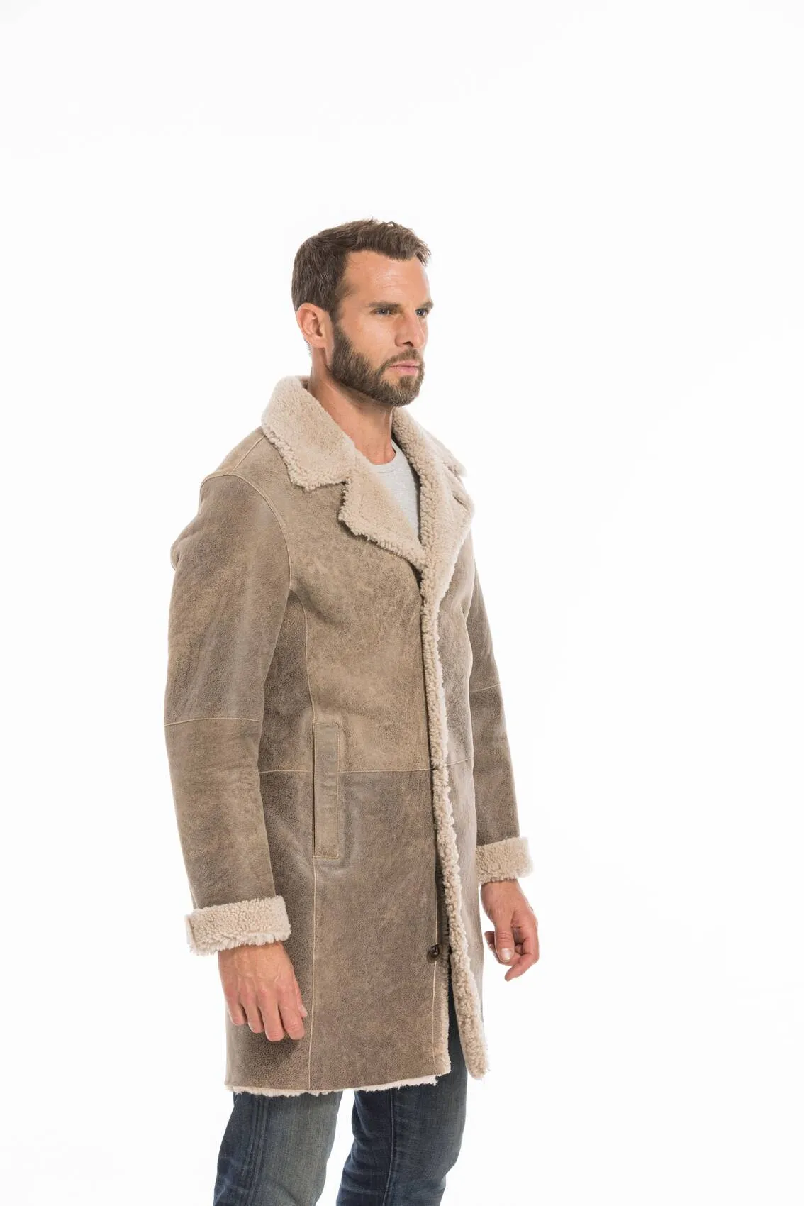 Men's sand sheepskin jacket