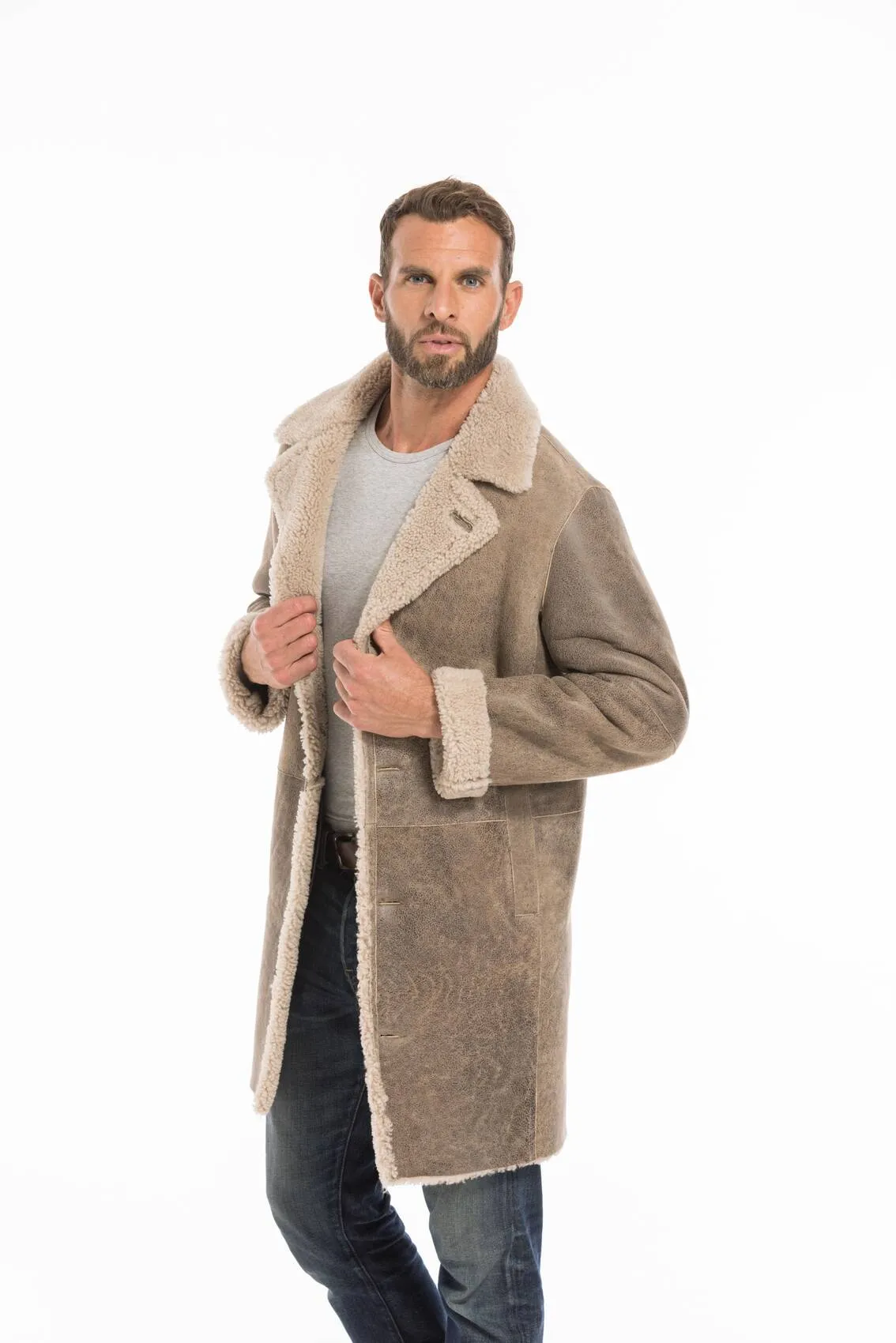 Men's sand sheepskin jacket