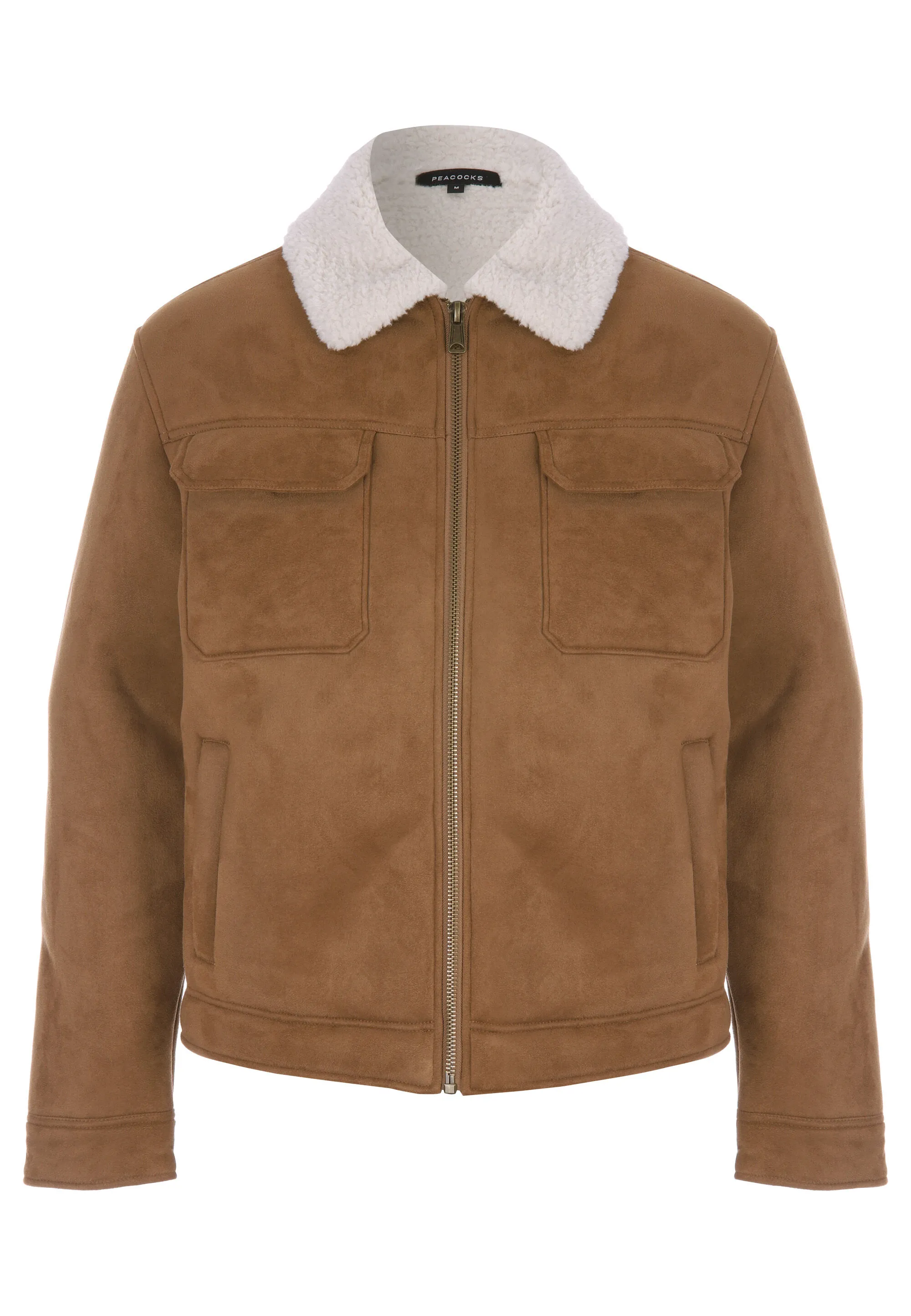 Tan Suedette Borg Trimmed Jacket for Men