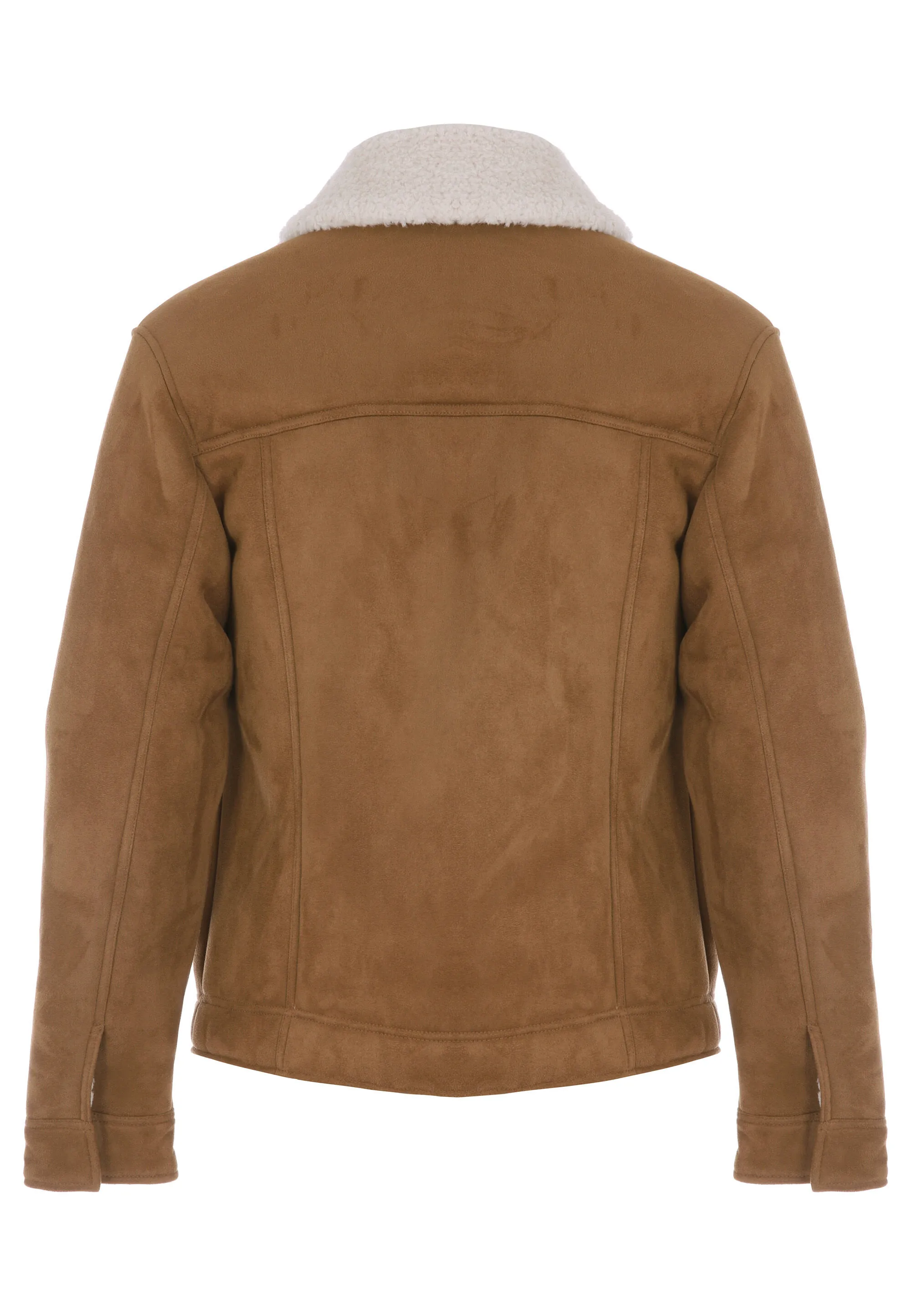 Tan Suedette Borg Trimmed Jacket for Men