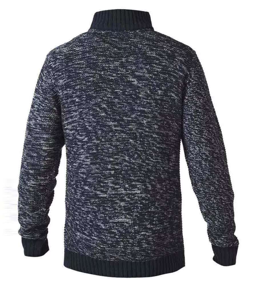 Mens Zipper Neck Sweater With Woven Zipper Chest Pocket by D555