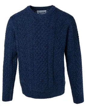 Midweight Wool Blend Cable Knit Crew Neck Sweater for Men