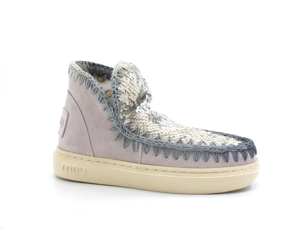 MOU Summer Boots | Bold Suede | Sequin Detail | Degraded Stitching | Chalk White - MU.SW411002F