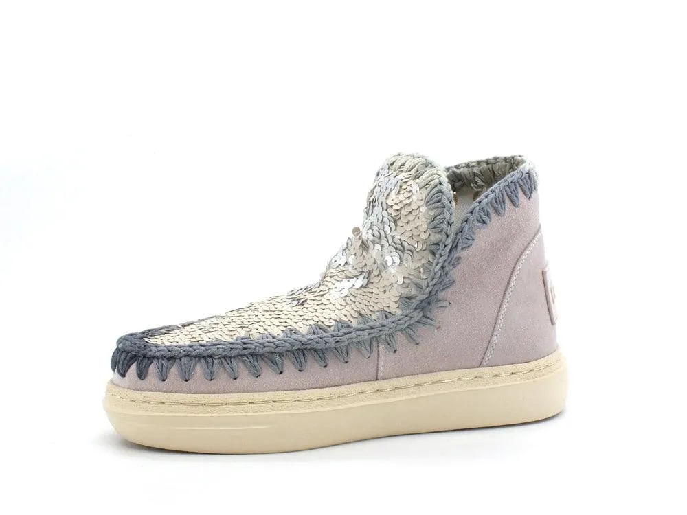 MOU Summer Boots | Bold Suede | Sequin Detail | Degraded Stitching | Chalk White - MU.SW411002F