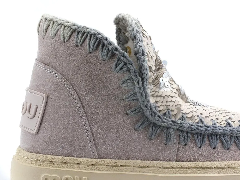 MOU Summer Boots | Bold Suede | Sequin Detail | Degraded Stitching | Chalk White - MU.SW411002F