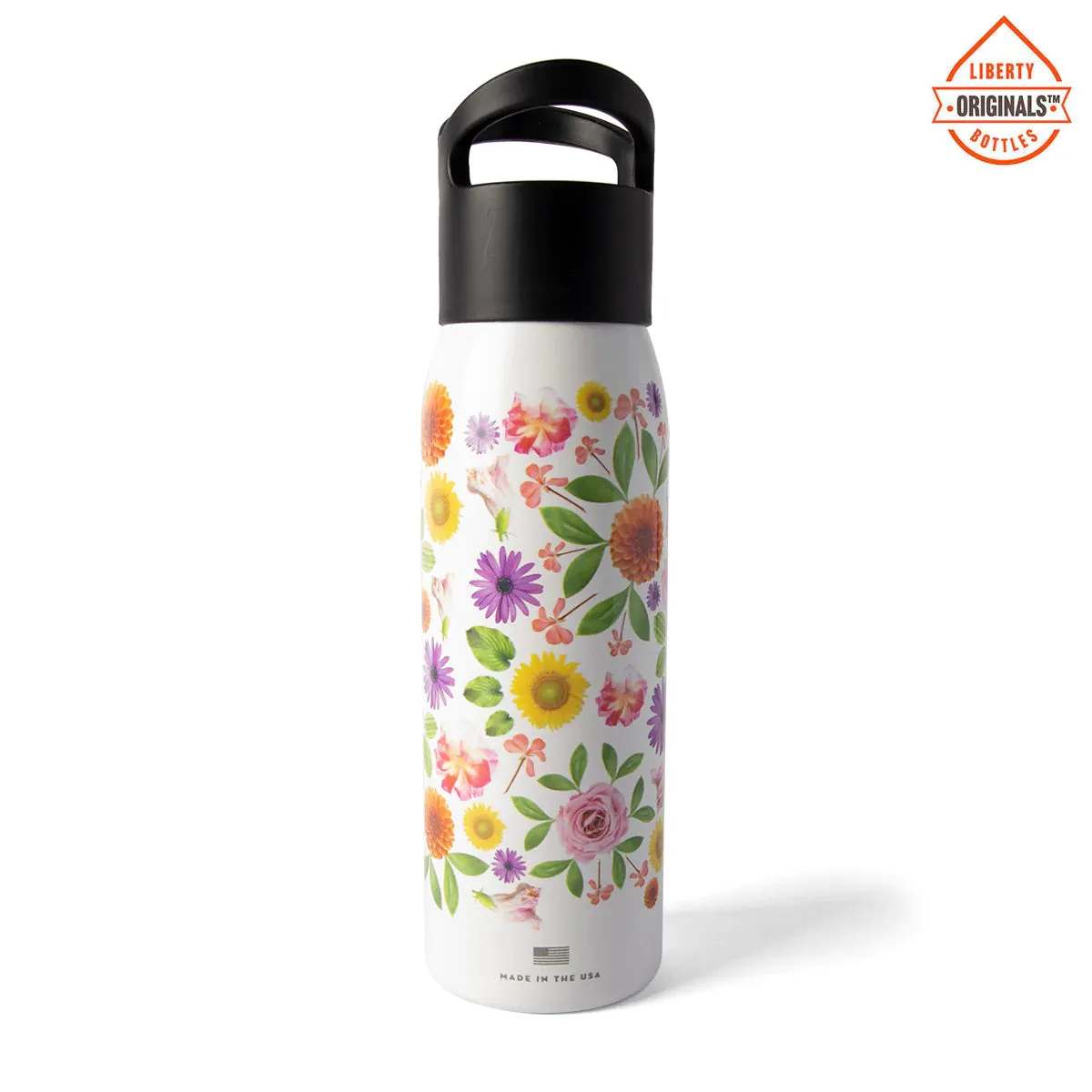 NEW Liberty Bottleworks Bloomin Original Water Bottle with Black Cap Made in USA