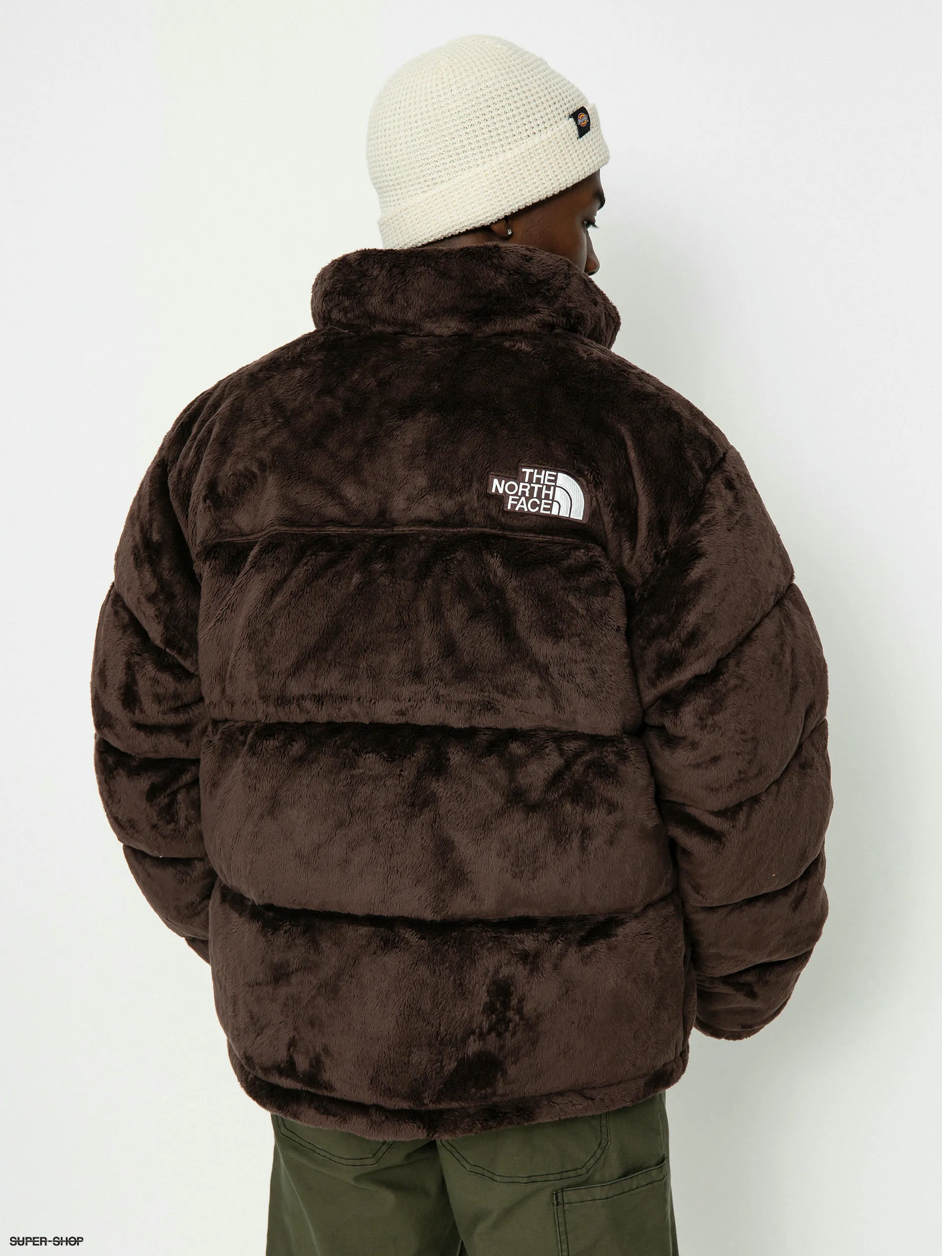 North Face Velour Nuptse Jacket in Coal Brown.