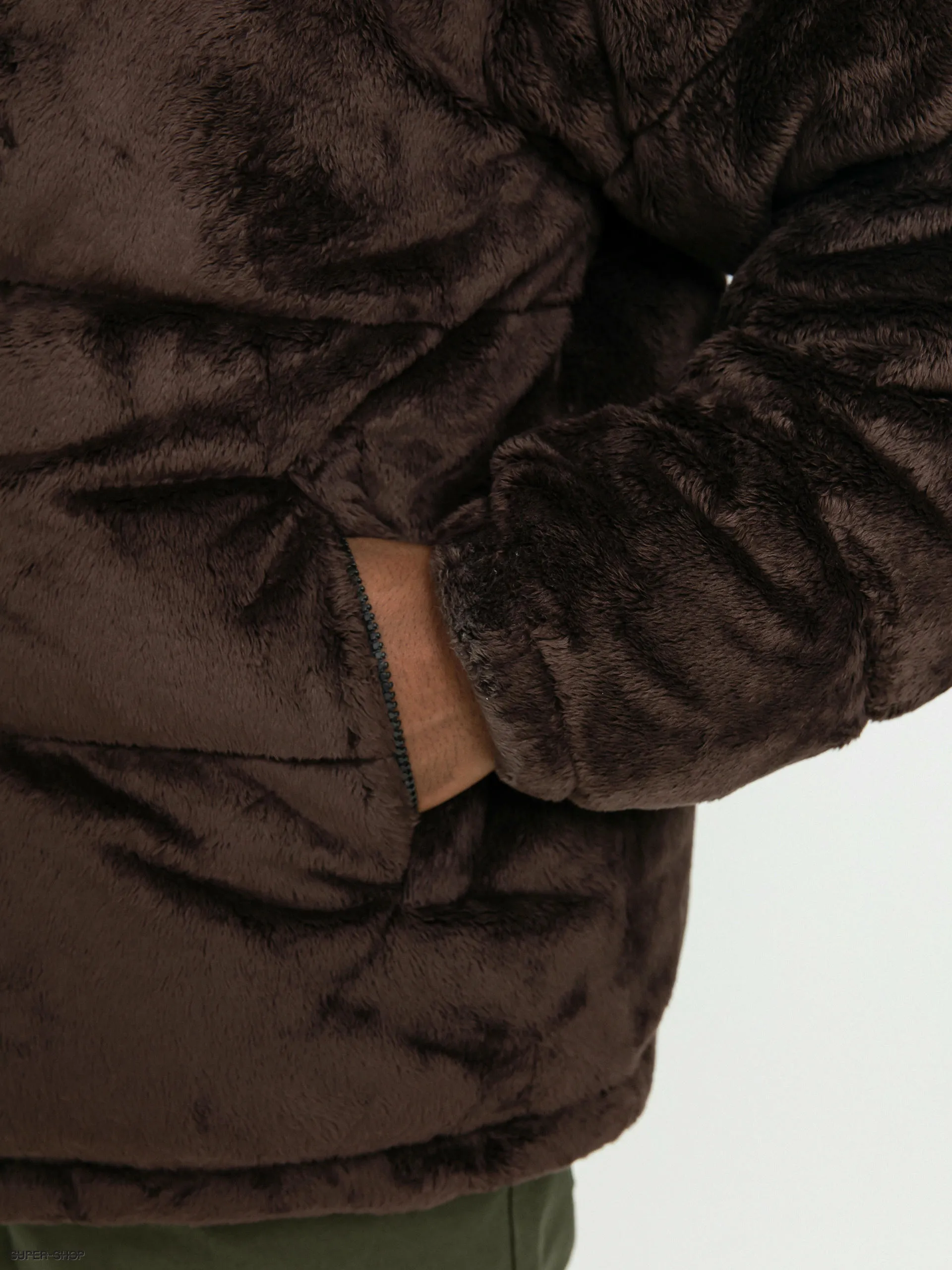 North Face Velour Nuptse Jacket in Coal Brown.