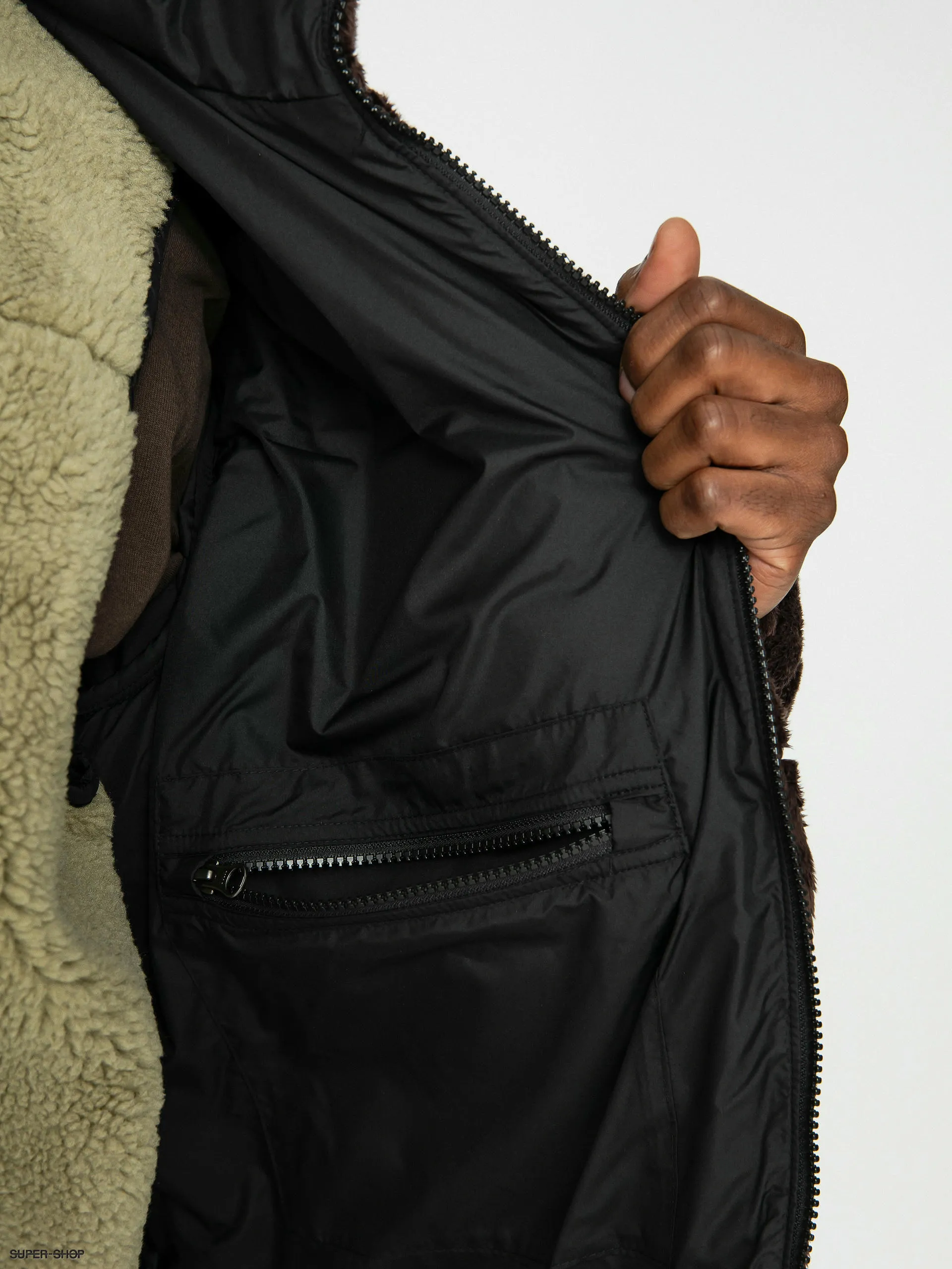 North Face Velour Nuptse Jacket in Coal Brown.