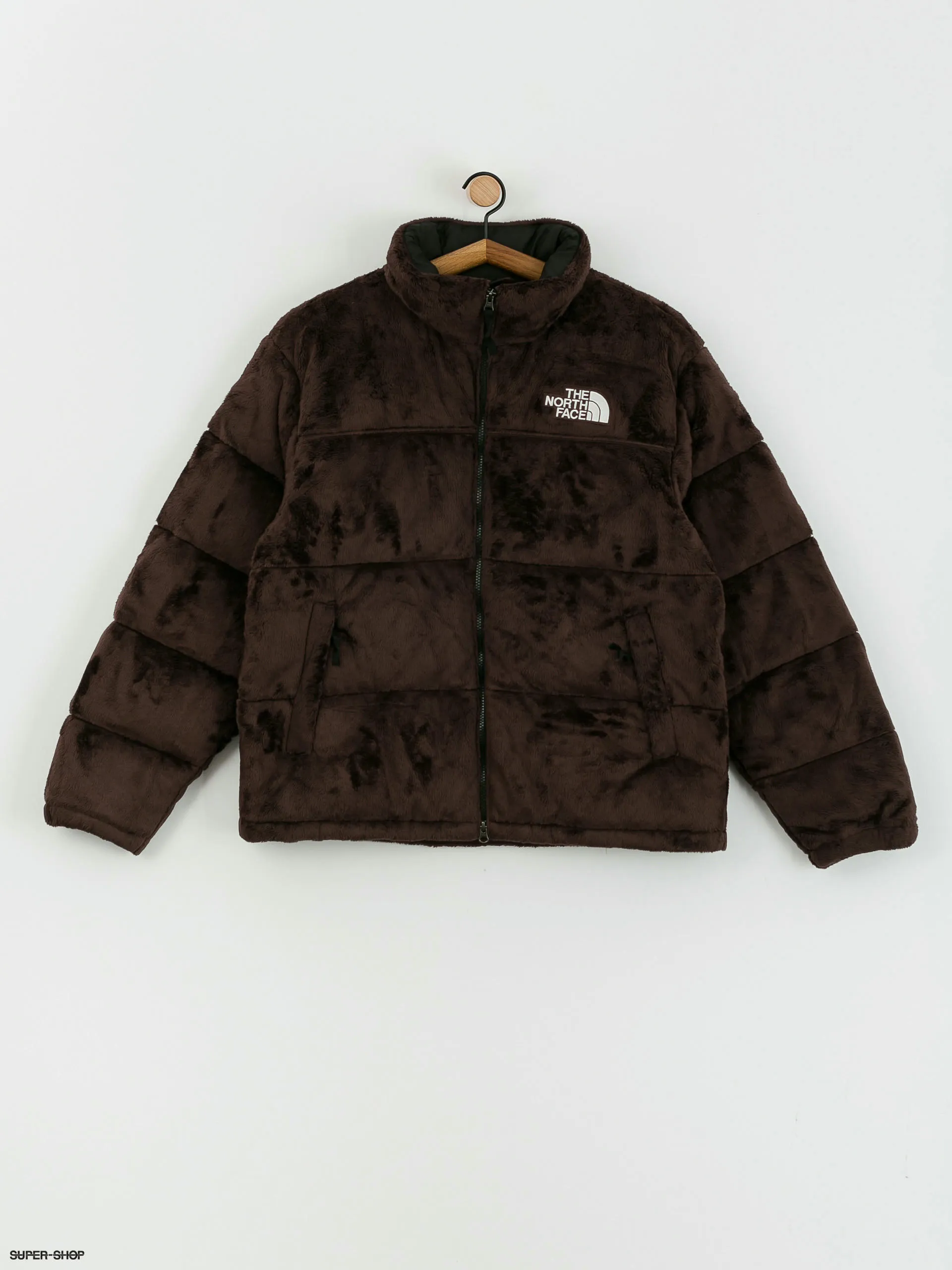 North Face Velour Nuptse Jacket in Coal Brown.