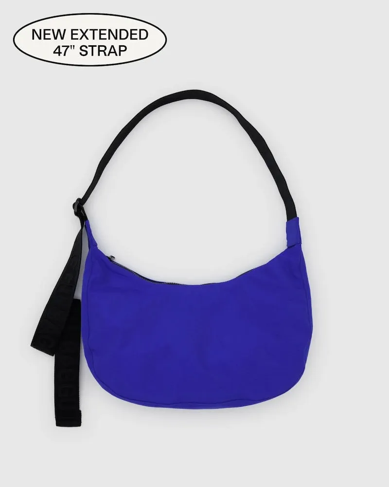 Nylon Crescent Bag - Medium Size in Lapis Blue