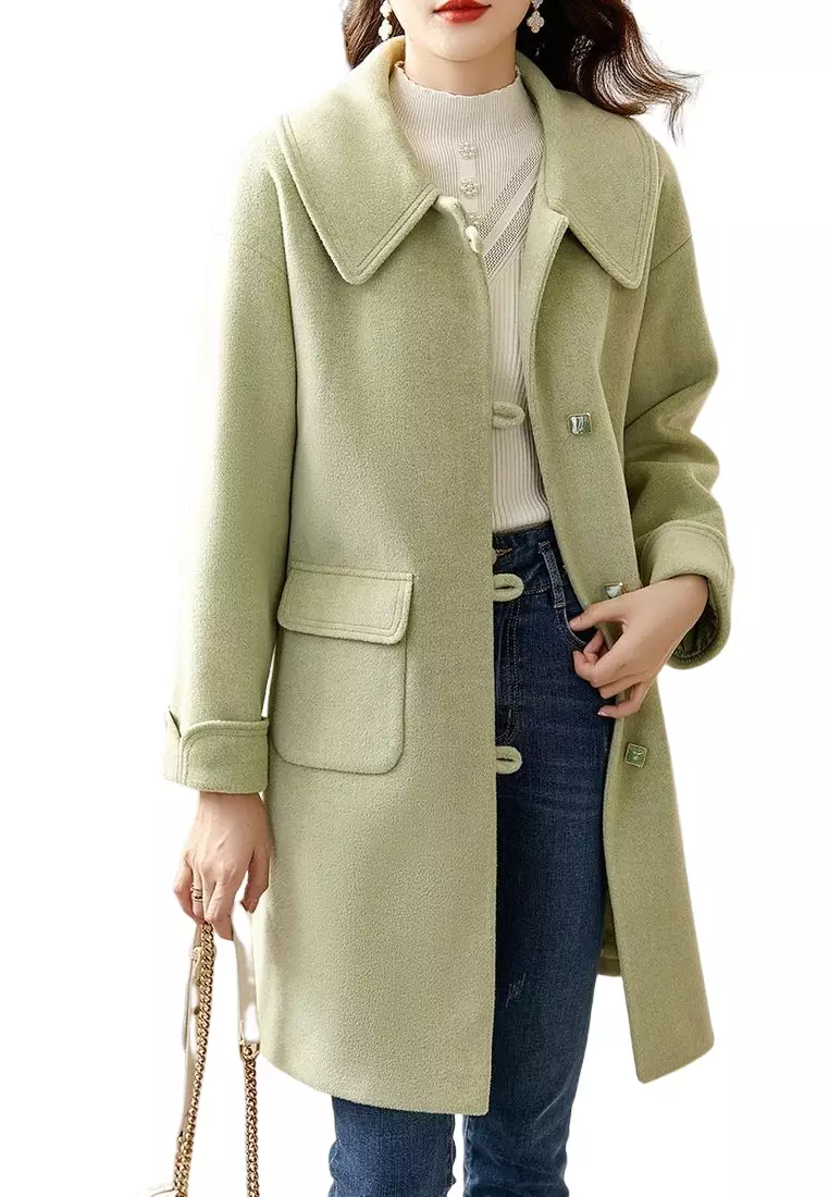 ONX.HK Woolen Coat with Elegant Lapel, Long Design