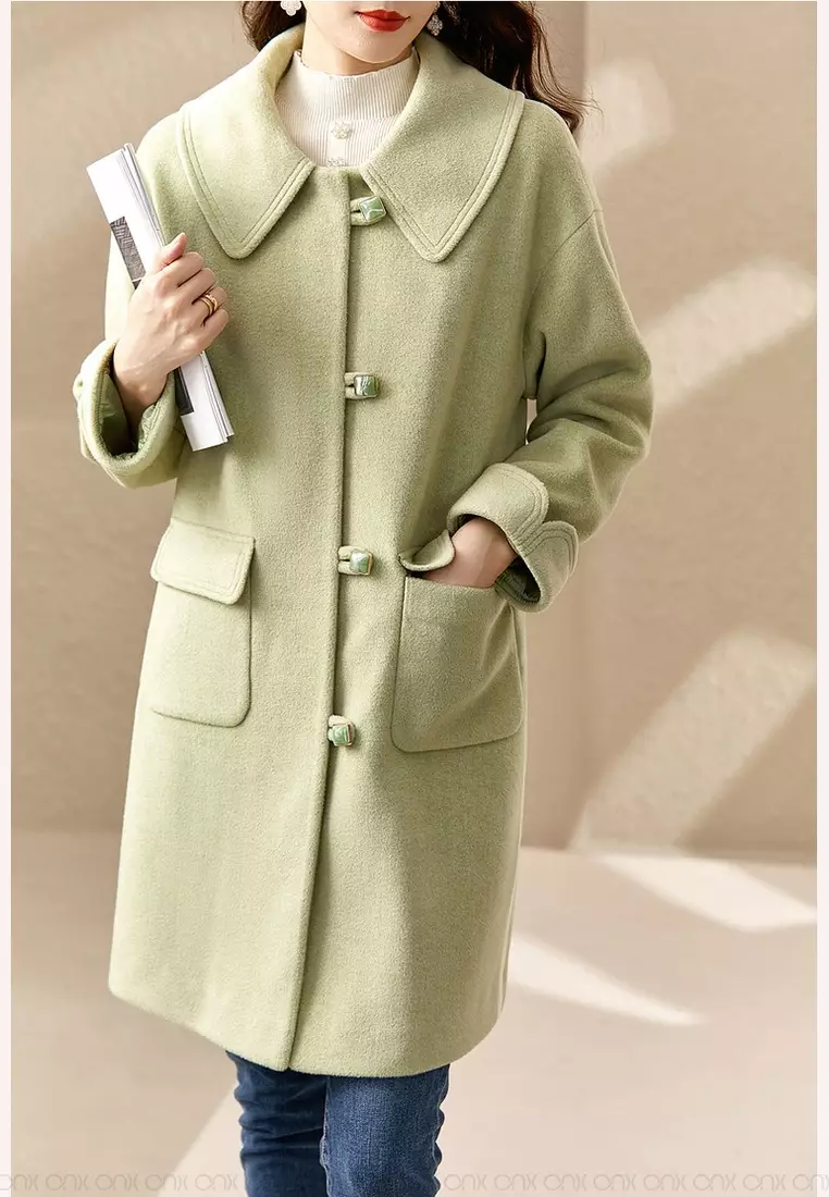 ONX.HK Woolen Coat with Elegant Lapel, Long Design