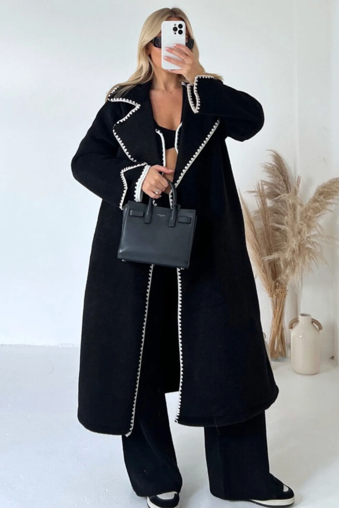 Open Front Coat with Lapel Lacework