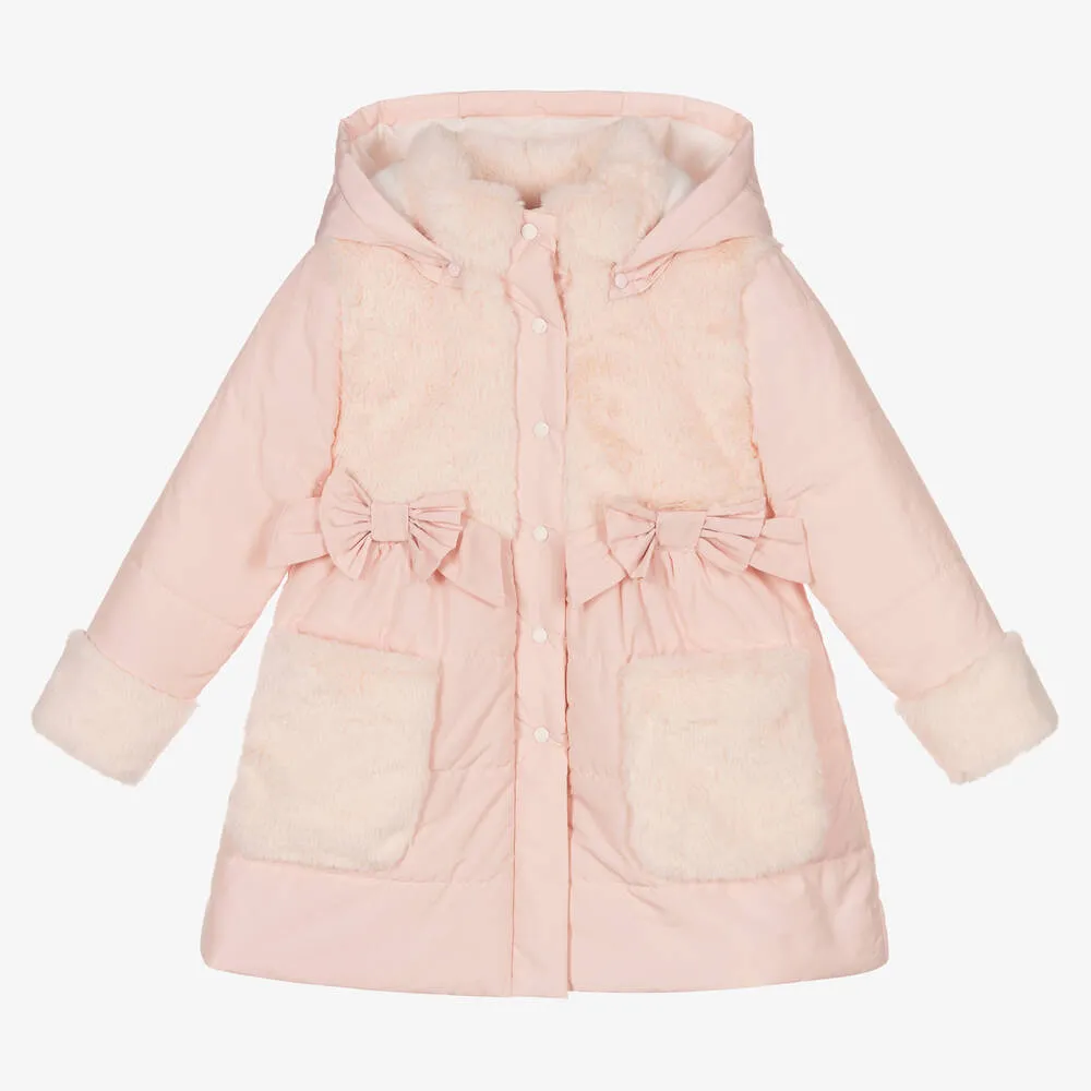 Pale Pink Girls Hooded Coat