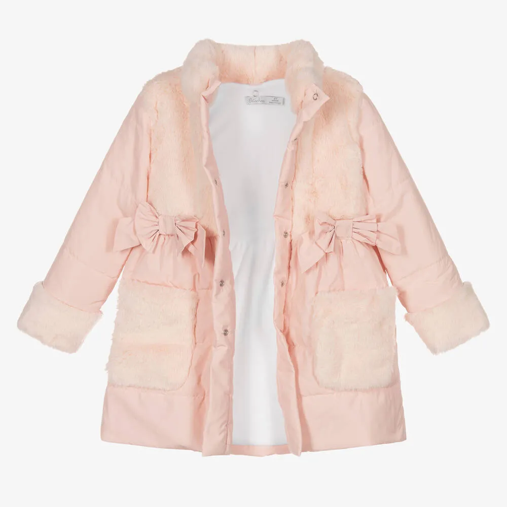 Pale Pink Girls Hooded Coat