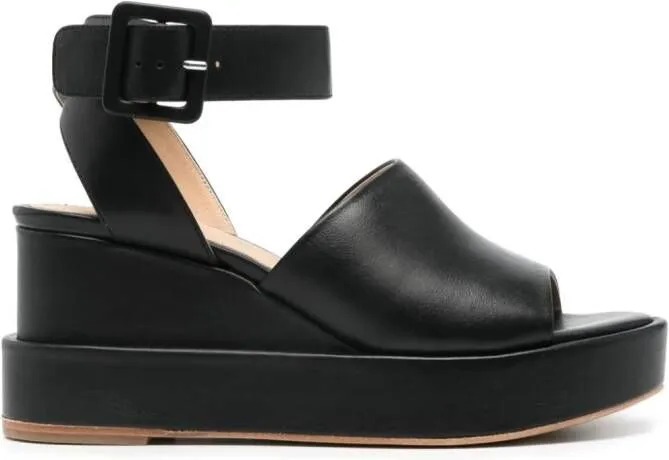 Paloma Barceló Luna 75mm Leather Platform Sandals in Black