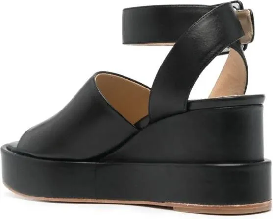 Paloma Barceló Luna 75mm Leather Platform Sandals in Black