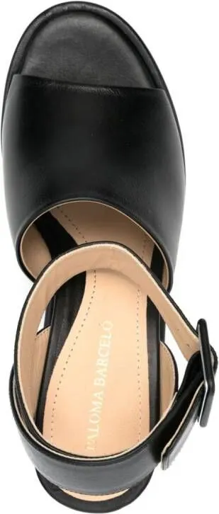 Paloma Barceló Luna 75mm Leather Platform Sandals in Black