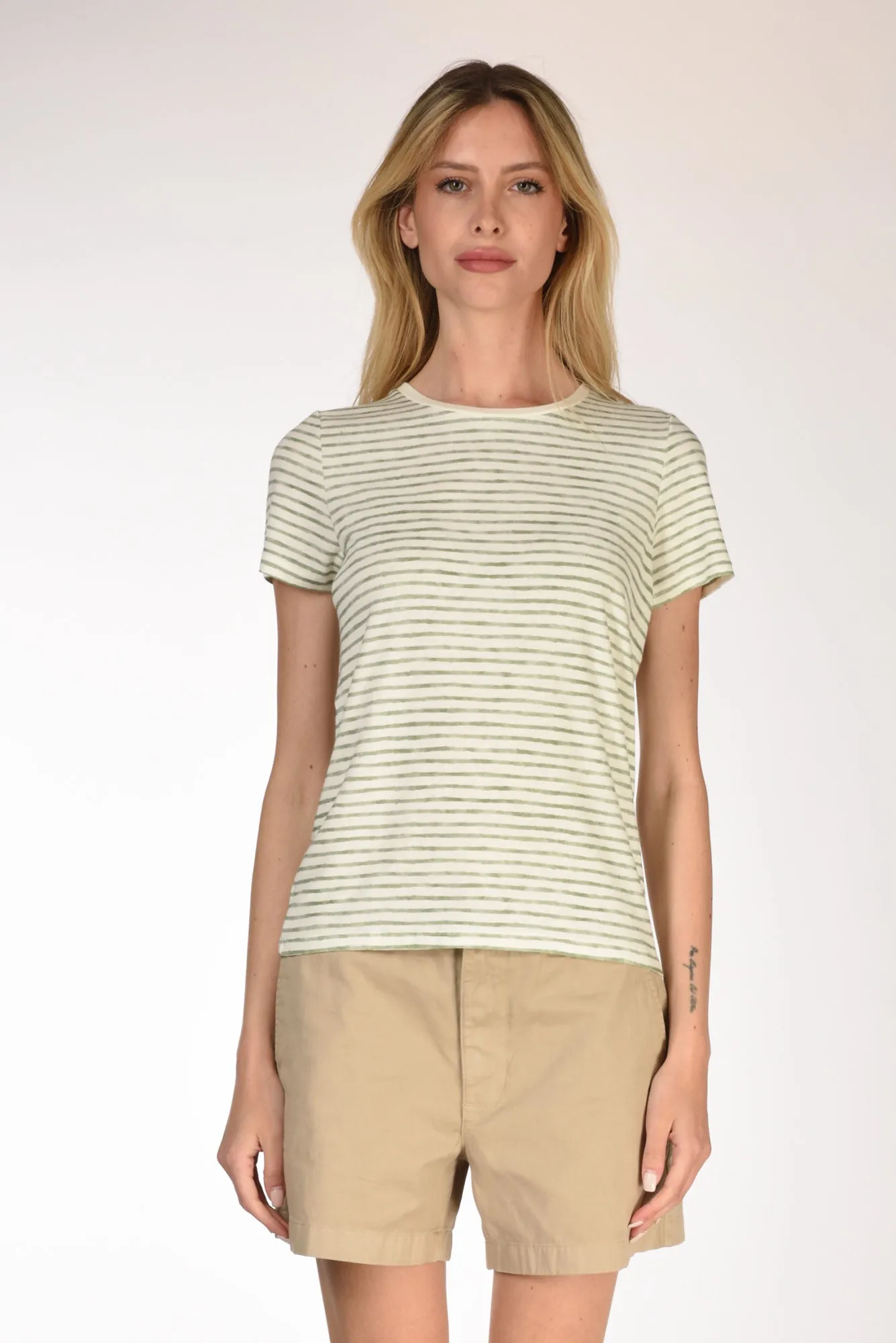 Paris Majestic Filatures Striped White/Green Women's T-shirt