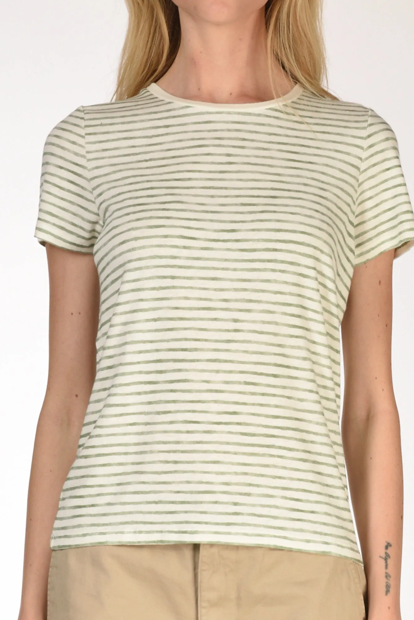 Paris Majestic Filatures Striped White/Green Women's T-shirt