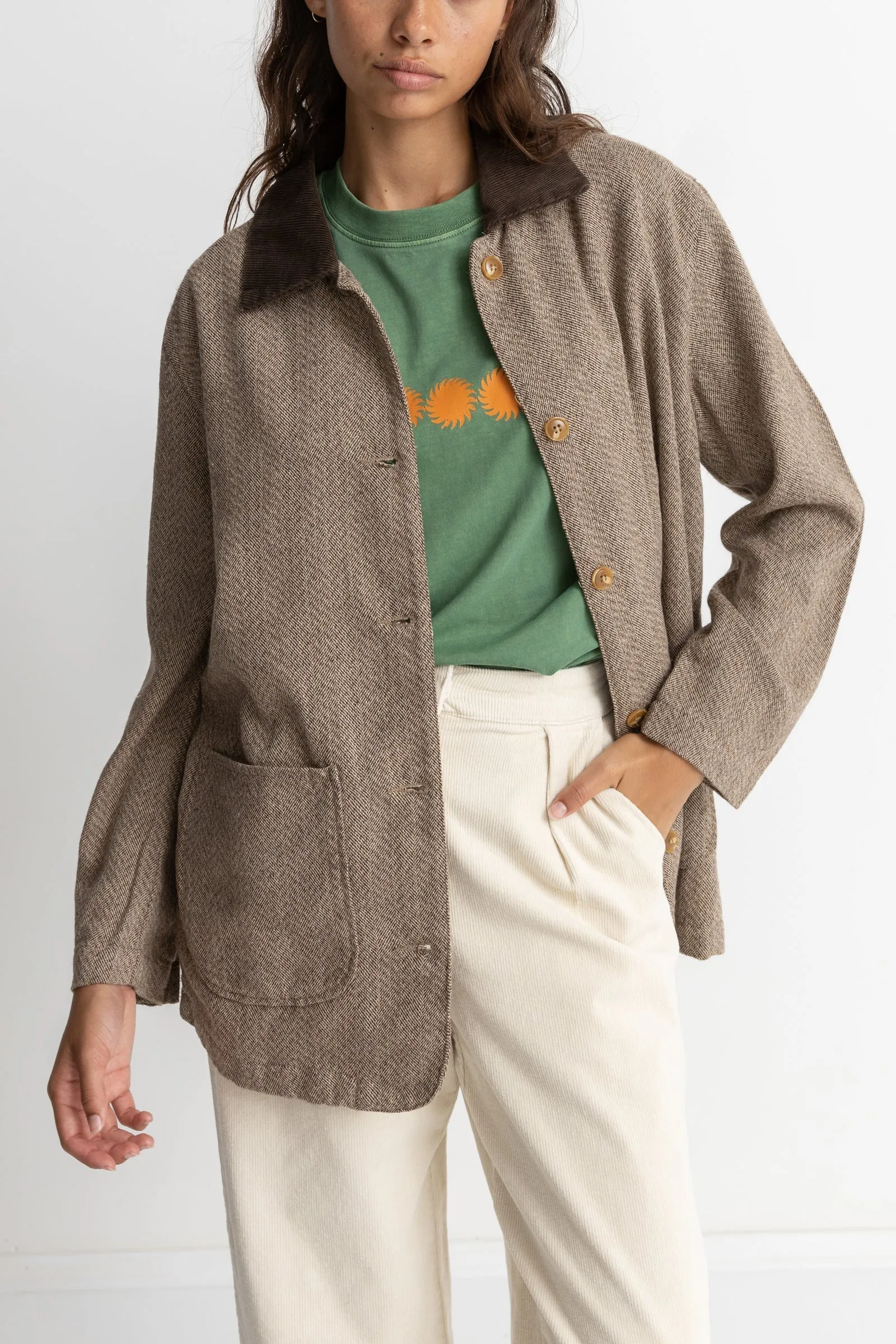 Pearls Almond Oversized Chore Jacket