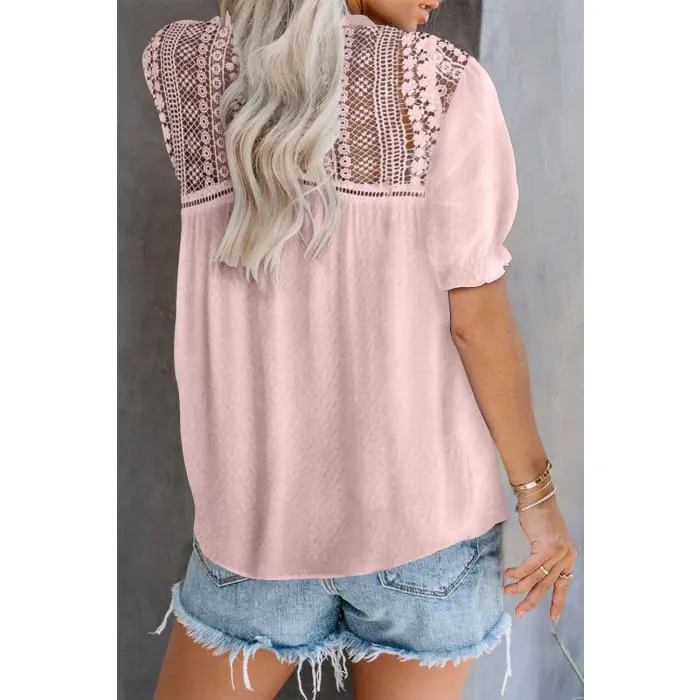 Pink Crochet Trim Top