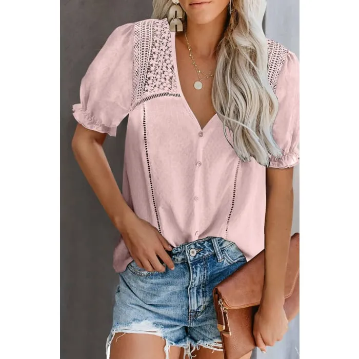 Pink Crochet Trim Top