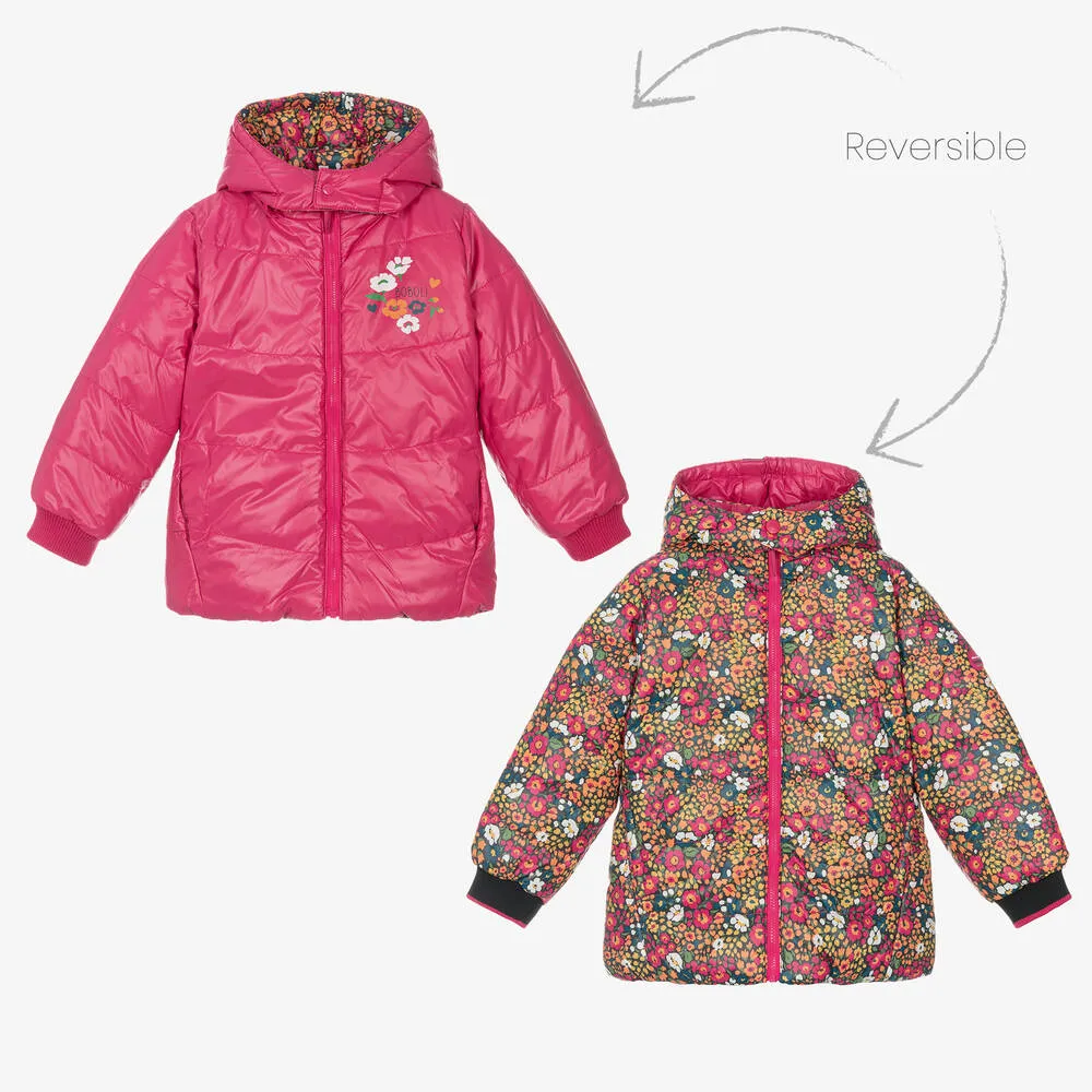 Pink Floral Reversible Coat for Girls.