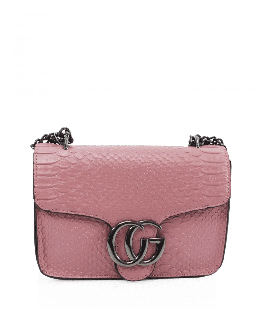 Pink Snake Pattern Shoulder Bag