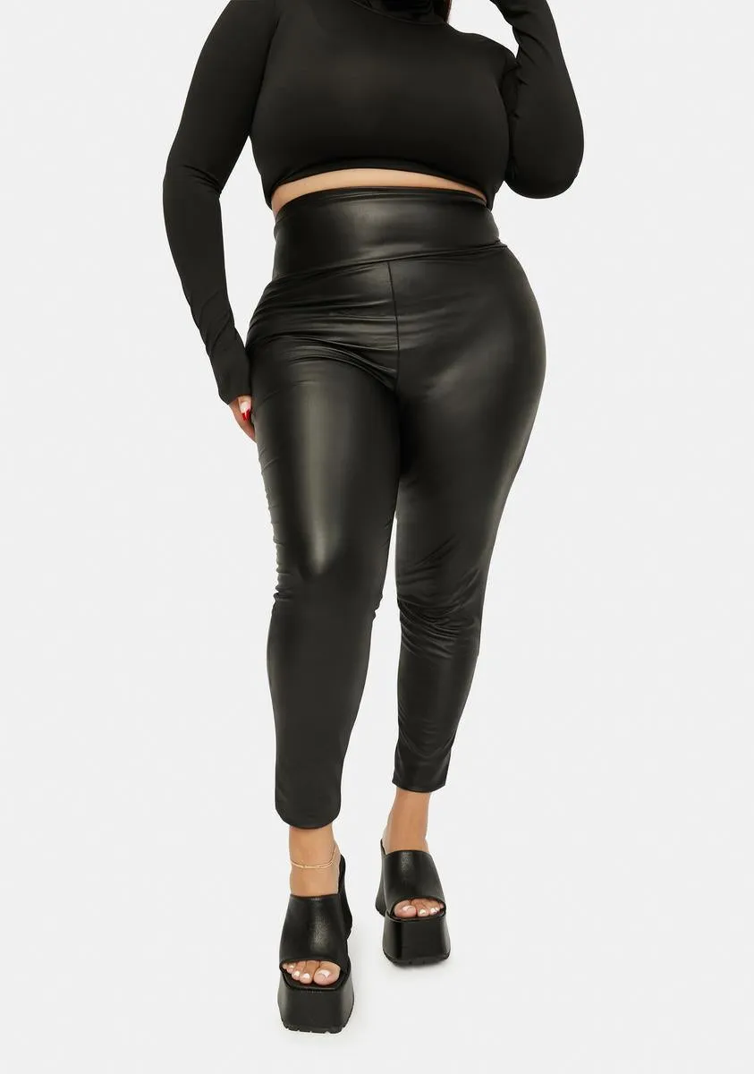 Plus Size Vegan Leather Leggings