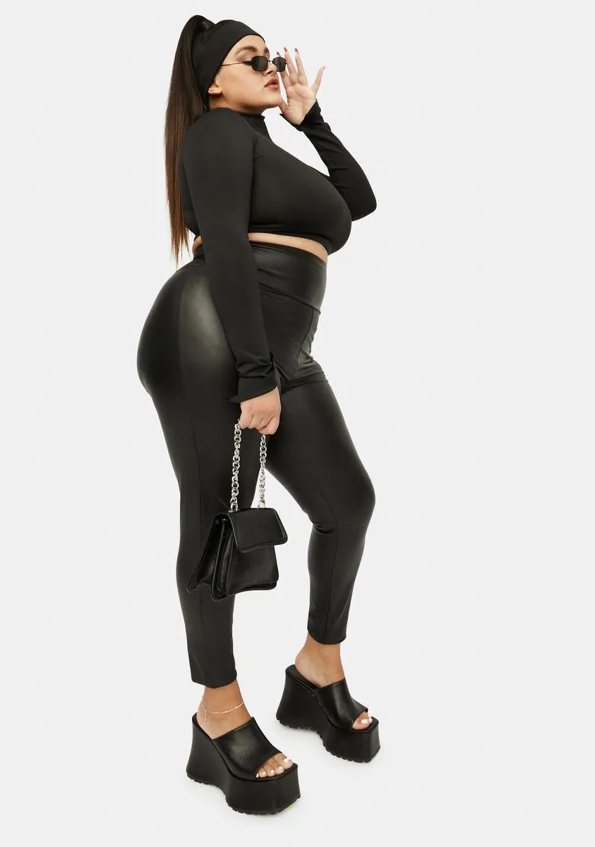 Plus Size Vegan Leather Leggings