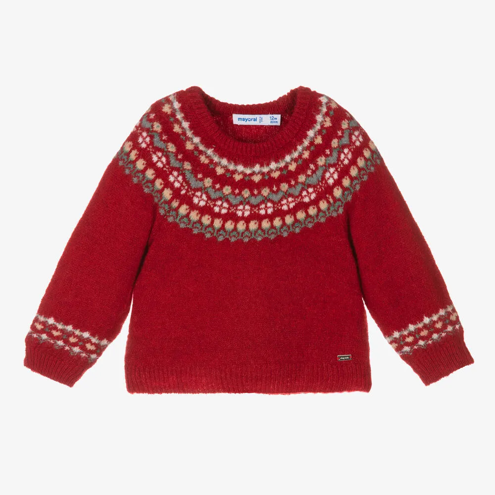 Red Fair Isle Knit Sweater