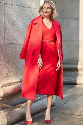 Red Oversized Double Breasted Coat