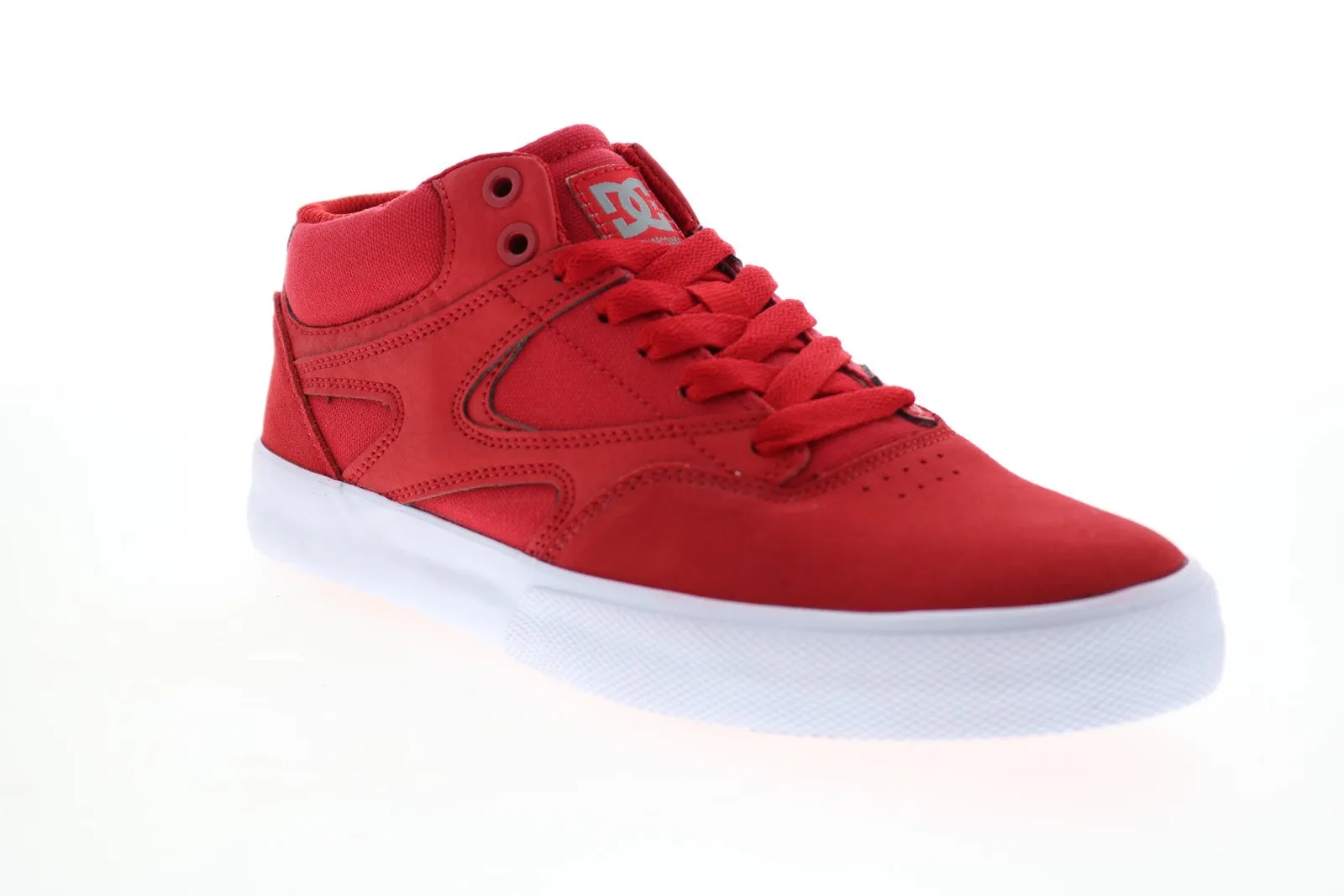 Red Suede Skate Inspired Sneakers for Men - DC Kalis Vulc Mid ADYS300622