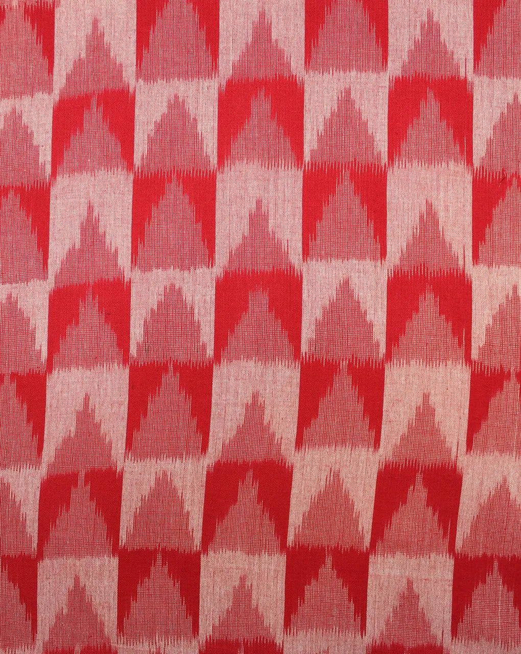 Red White Abstract Cotton Ikat Fabric