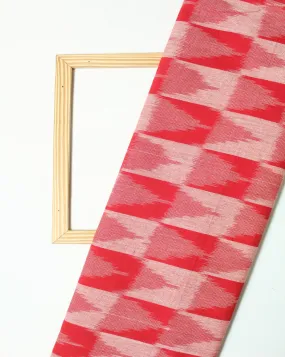 Red White Abstract Cotton Ikat Fabric