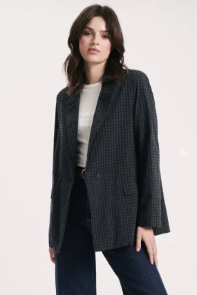 Rolla's Gingham Slouch Blazer in Forest/Navy