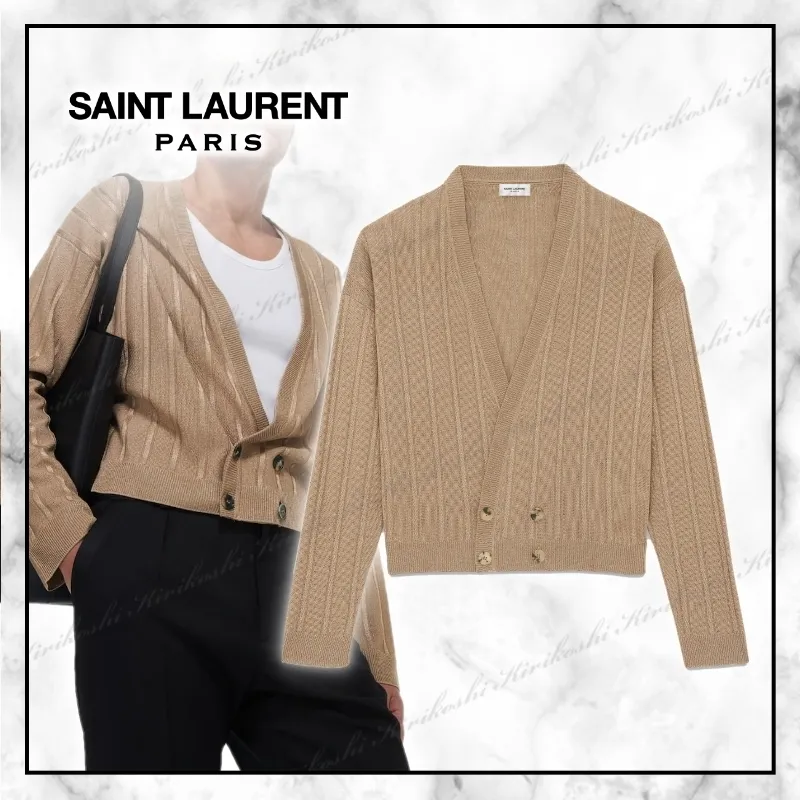 Saint Laurent Stripes Plain Luxury Cardigans