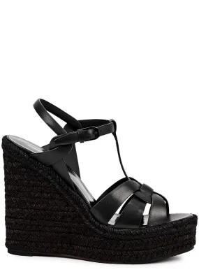 SAINT LAURENT Tribute 125 Leather Wedge Sandals