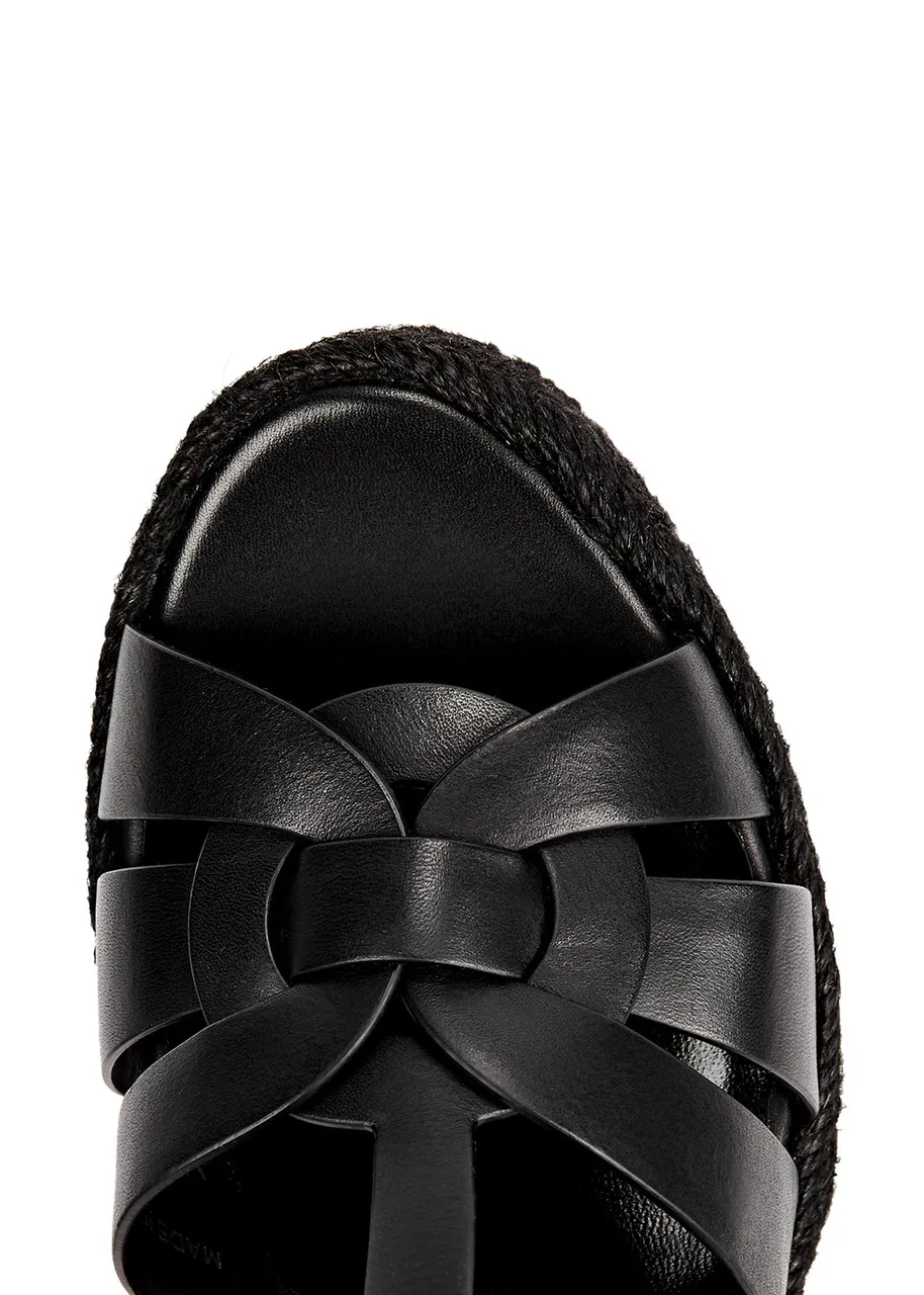 SAINT LAURENT Tribute 125 Leather Wedge Sandals