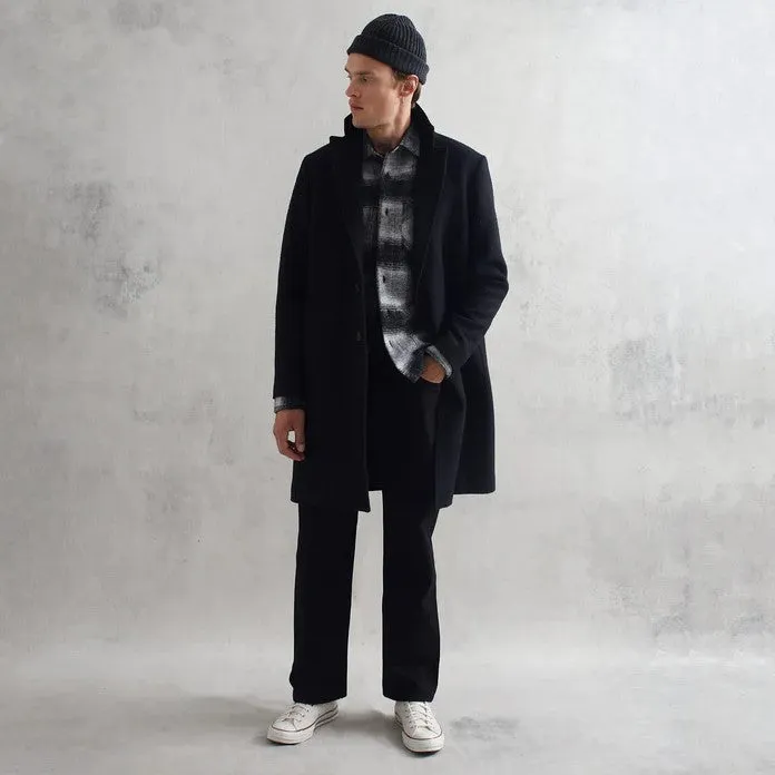 Sasso Plain Wool Black Coat