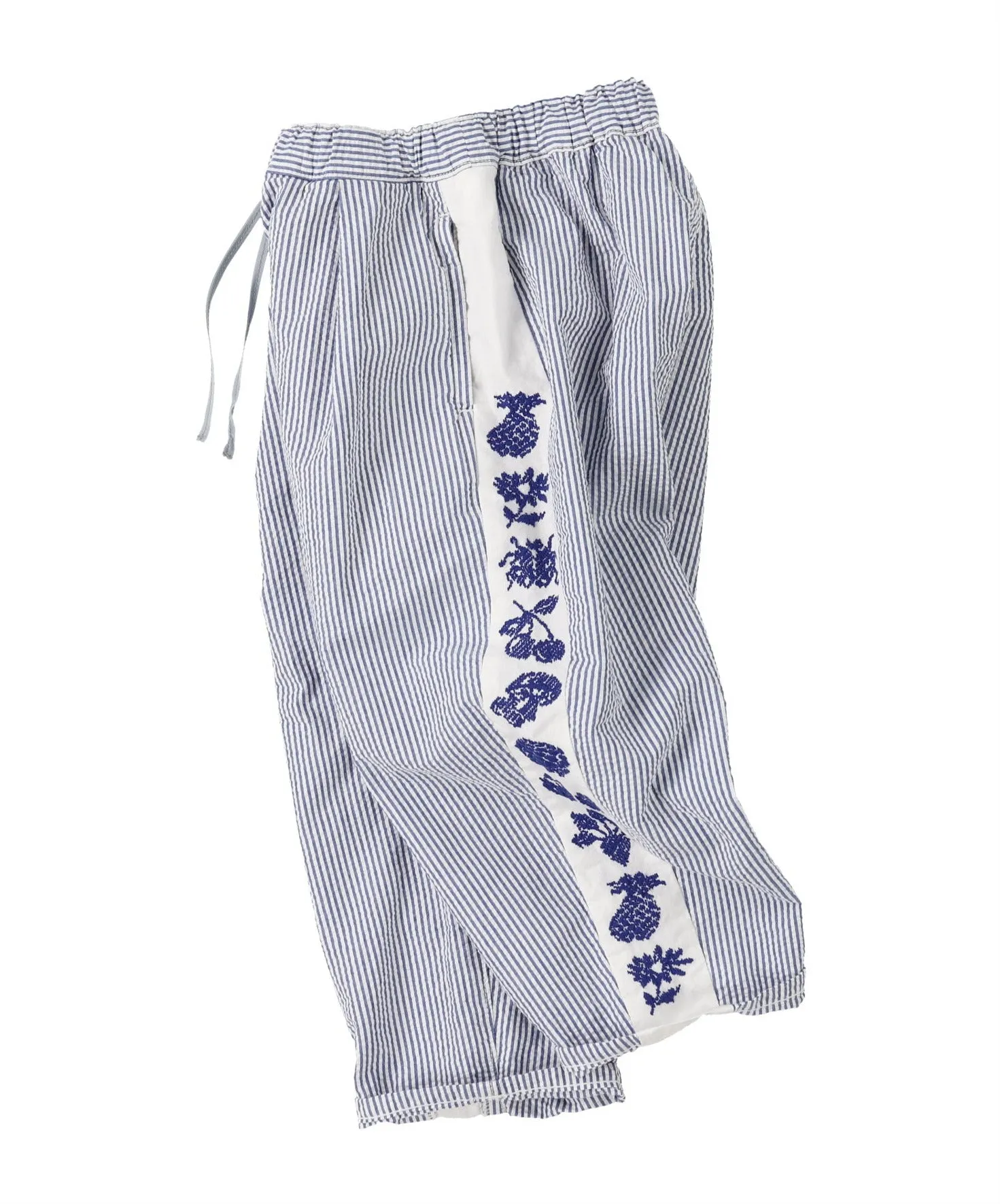 Seersucker Embroidered Pants