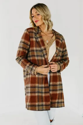 Shayla longline plaid blazer coat