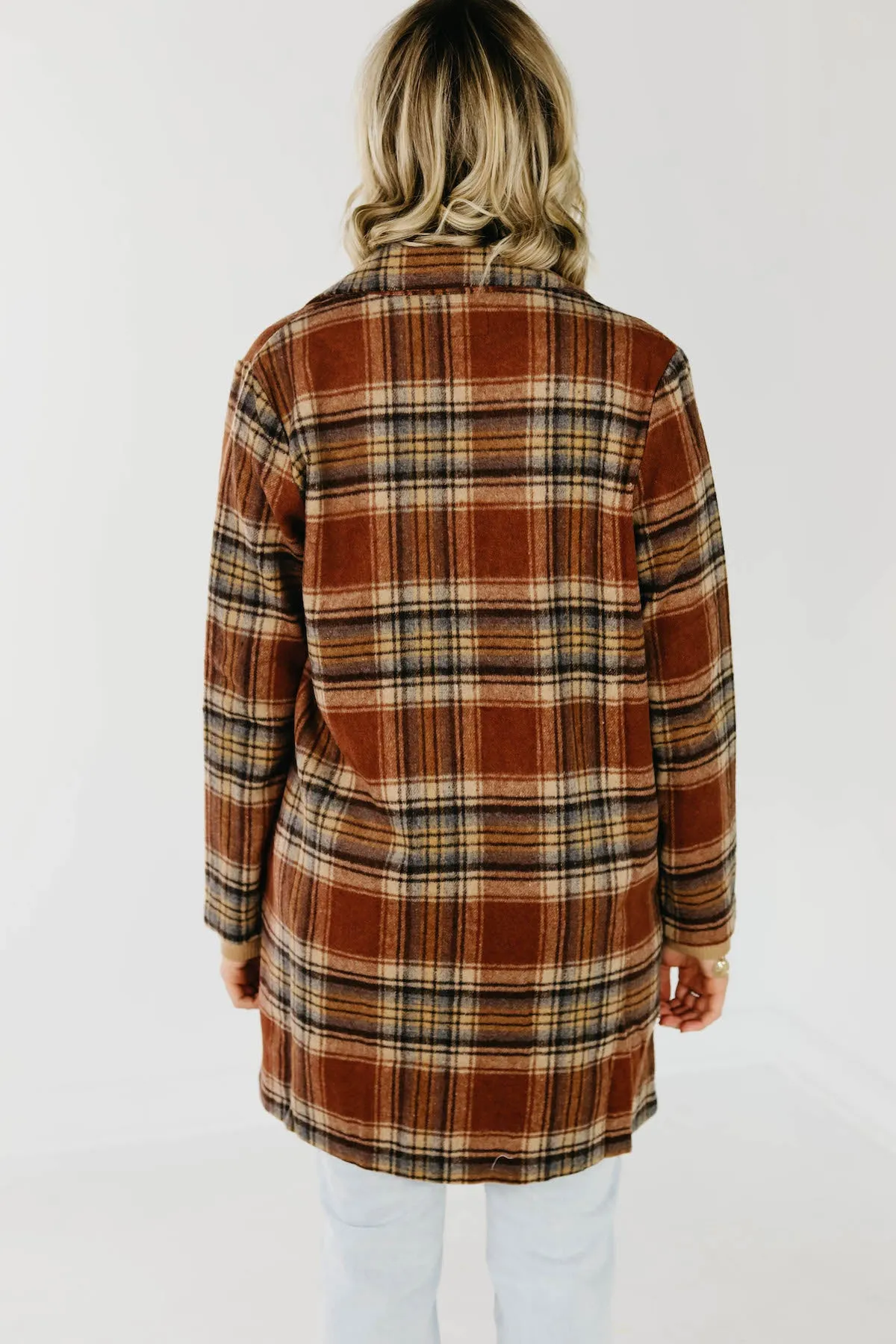 Shayla longline plaid blazer coat